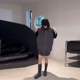 街头休闲宽松外搭衫 加大码 马甲胖妹妹韩版 连帽拉链口袋中长款 女装