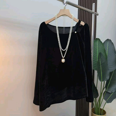 加肥单侧吊带斜底摆上衣