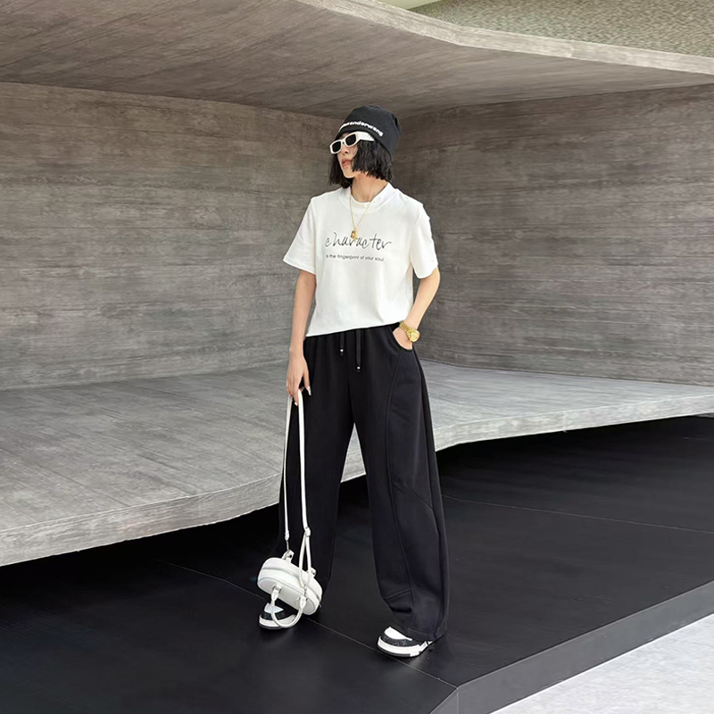 大码女装圆领字母短袖上衣