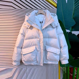 款 加肥连帽立领长袖 冬季 女装 百搭简约上衣 棉服外套宽松遮肚子大码