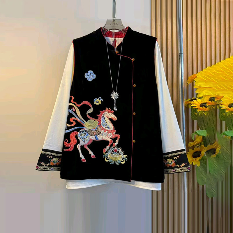 大码女装刺绣图案丝绒棉马甲胖妹妹复古风时尚刺绣图案丝绒棉马甲,女装/女士精品,大码内搭,淘宝优惠券,粉丝福利购,淘宝优惠卷