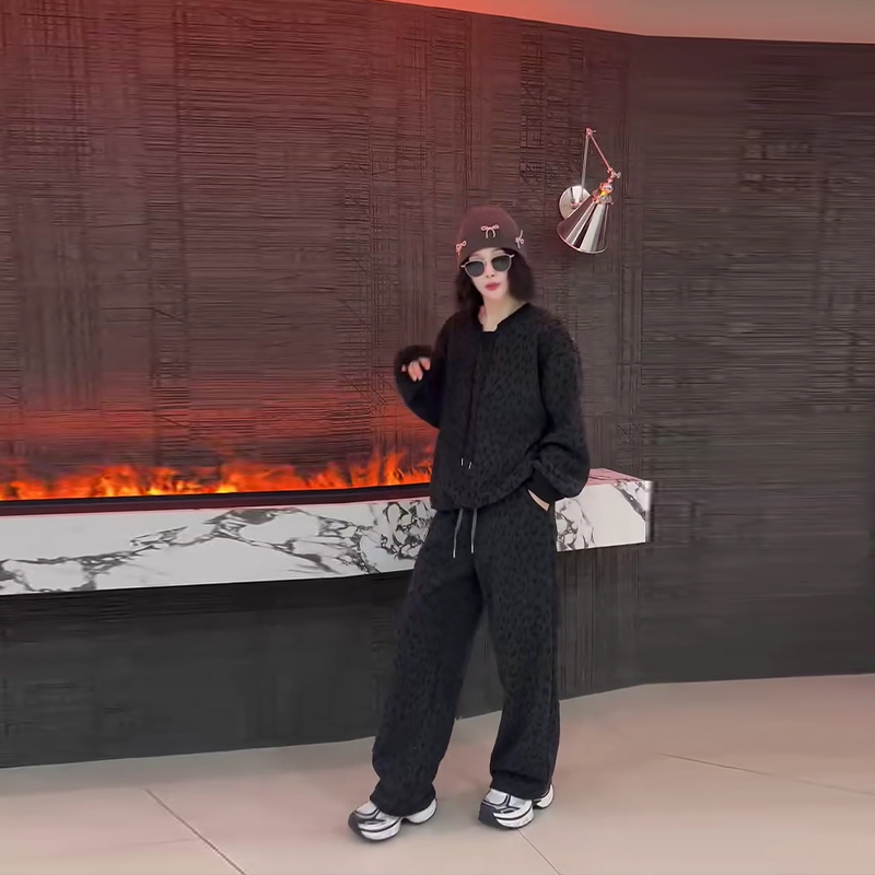 大码女装松紧腰阔腿裤子