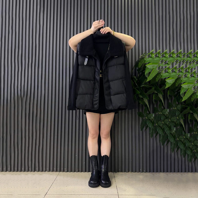 大码女装毛毛翻领棉马甲