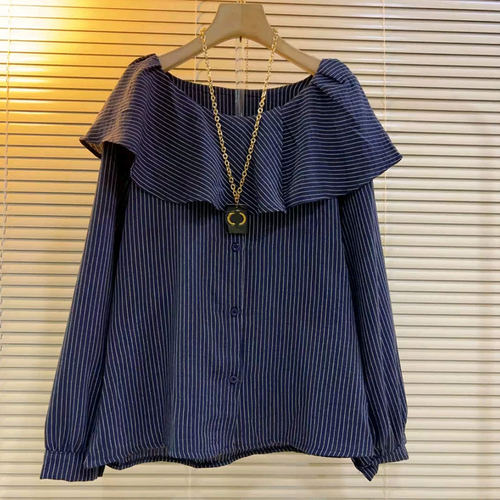 大码女装披肩领长袖可爱休闲衫