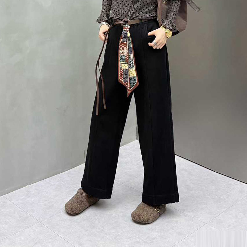 大码女装前压线阔腿裤子