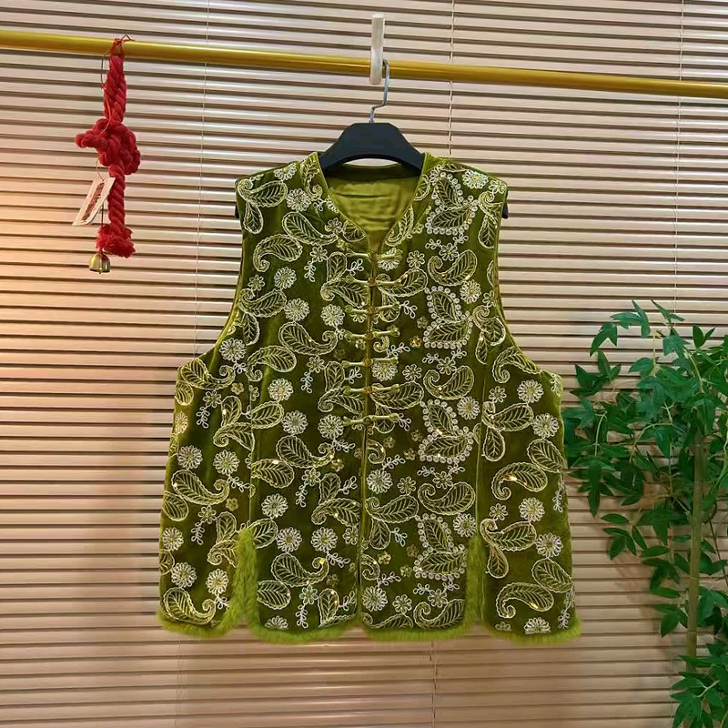 立领盘扣花纹国风马甲