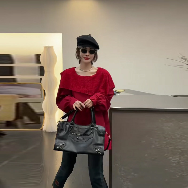 大码女装斜披肩长袖上衣法式小众设计纯色简约胖妹妹洋气显瘦大衫,女装/女士精品,大码内搭,淘宝优惠券,粉丝福利购,淘宝优惠卷