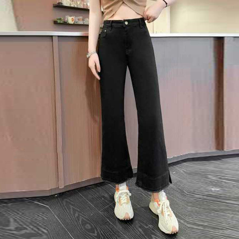 加大码女装开叉裤脚九分裤胖妹妹黑色显瘦宽松遮胯百搭休闲直筒裤,女装/女士精品,大码裤装,淘宝优惠券,粉丝福利购,淘宝优惠卷