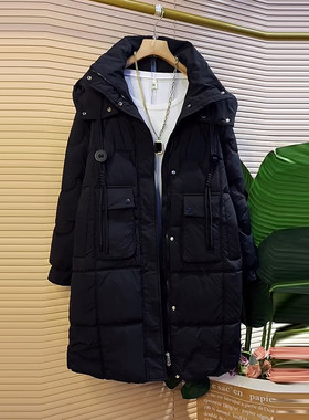 大码连帽长款棉服外套上衣