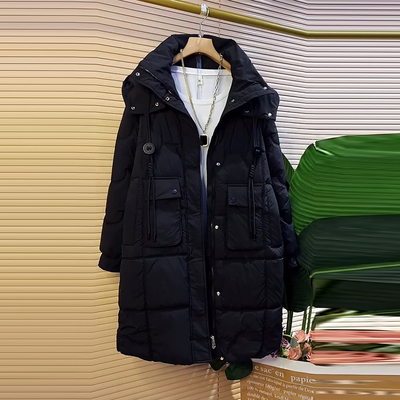 大码连帽长款棉服外套上衣