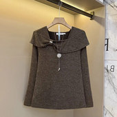 披肩领小衫 秋季 法式 加肥胖MM长袖 小众设计大码 女装 款 百搭洋气上衣