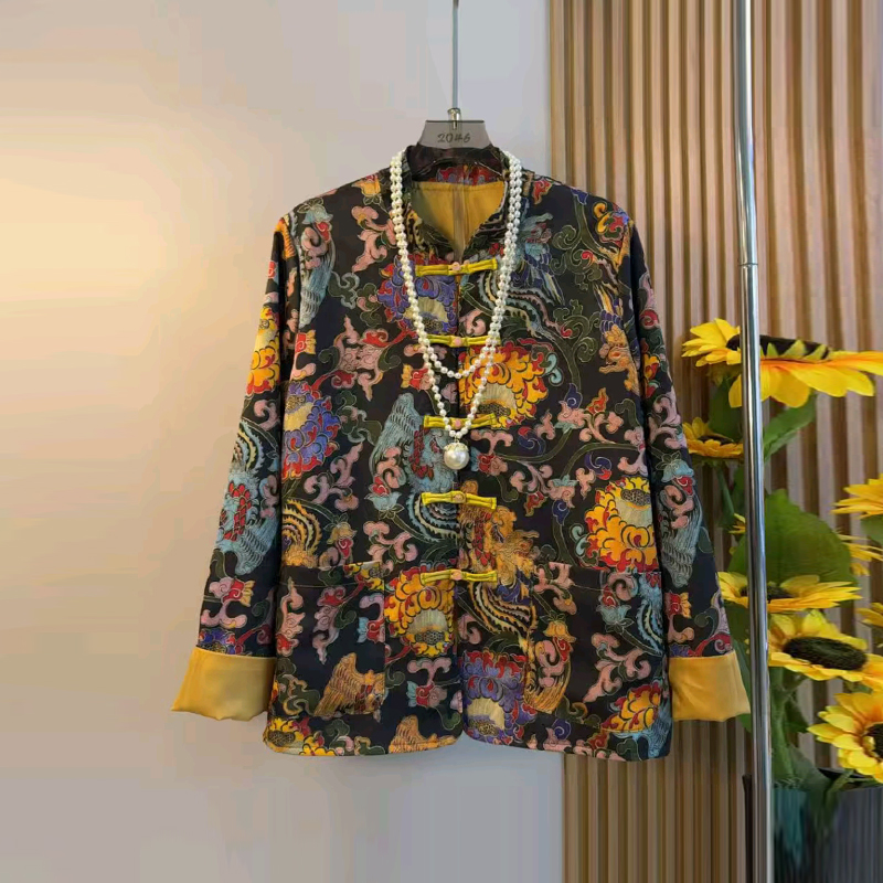 立领盘扣花朵国风外套