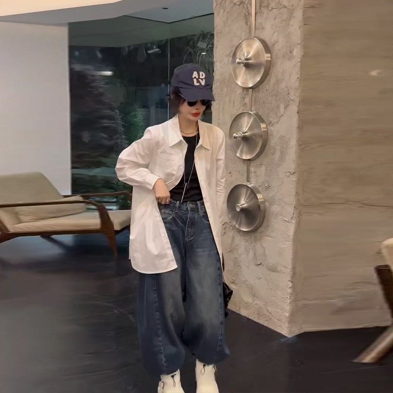 大码女装翻领长袖侧开叉衬衫胖妹妹白色简约气质显瘦百搭开衫上衣,女装/女士精品,大码内搭,淘宝优惠券,粉丝福利购,淘宝优惠卷