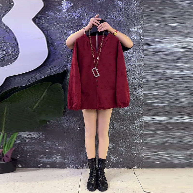 大码女装V领松紧袖口小衫宽松遮肚子韩版减龄轻熟风显瘦百搭上衣,女装/女士精品,大码内搭,淘宝优惠券,粉丝福利购,淘宝优惠卷