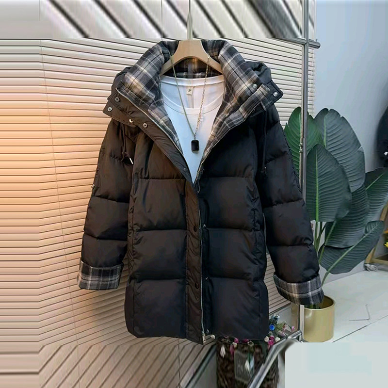 加肥连帽格子立领长袖棉服大码女装中长款显瘦冬季款保暖大衣外套,女装/女士精品,大码棉服,淘宝优惠券,粉丝福利购,淘宝优惠卷