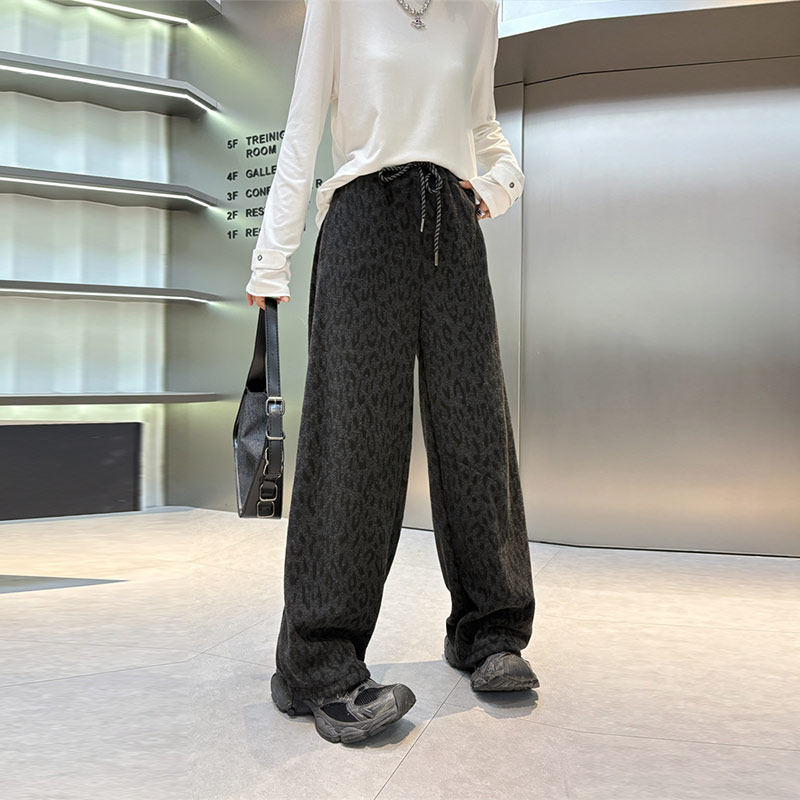 加肥松紧腰阔腿豹纹长裤大码女装2026新款宽松遮胯洋气减龄休闲裤,女装/女士精品,大码裤装,淘宝优惠券,粉丝福利购,淘宝优惠卷