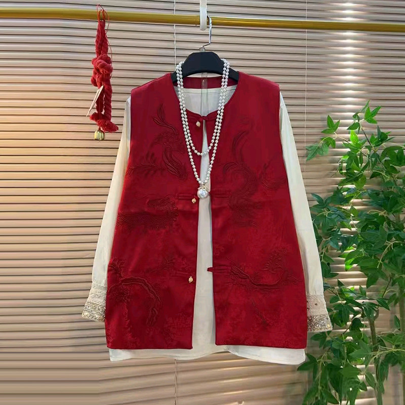 加肥大码女装盘扣暗花国风马甲胖妹妹韩版早春款百搭拼色袖口小衫,女装/女士精品,大码内搭,淘宝优惠券,粉丝福利购,淘宝优惠卷