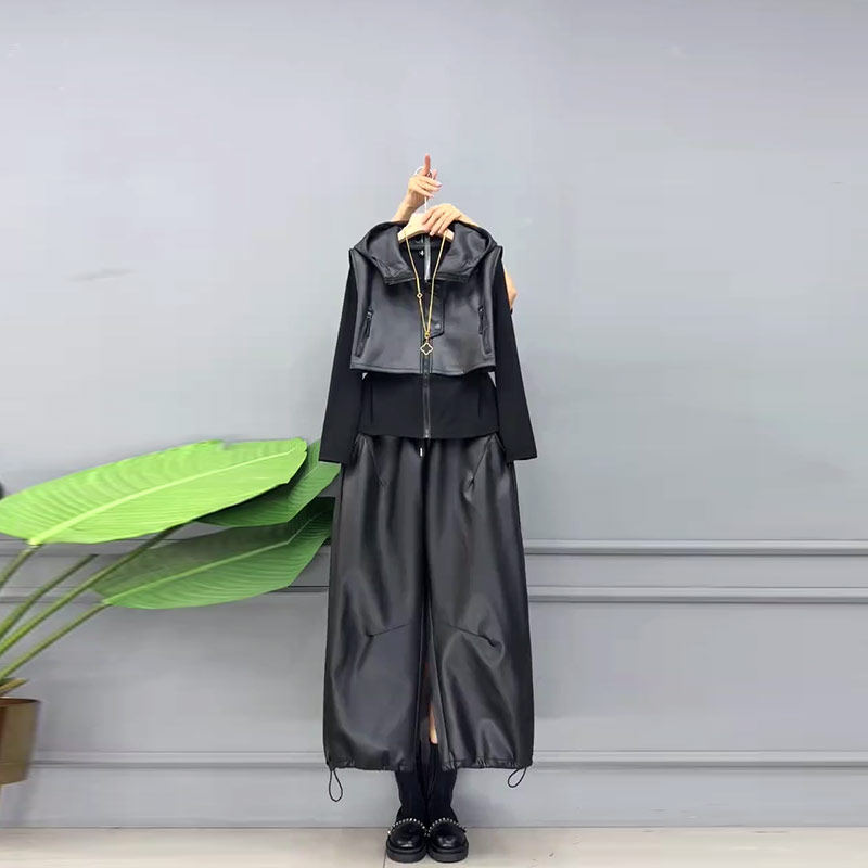 加肥女连帽拉链拼色长袖上衣阔腿长裤胖妹妹气质欧洲站显瘦两件套,女装/女士精品,大码套装,淘宝优惠券,粉丝福利购,淘宝优惠卷