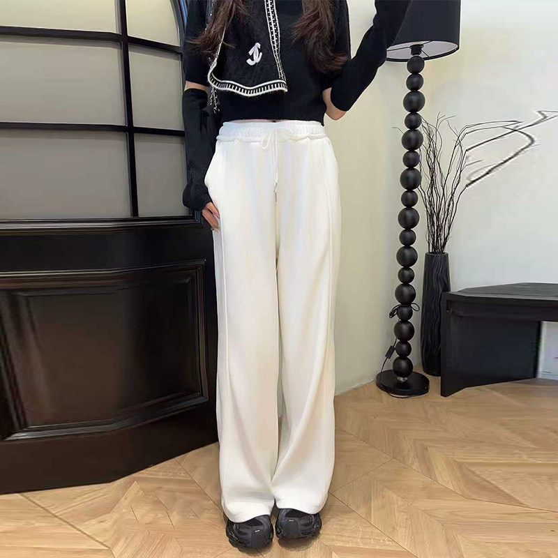 加肥松紧腰系带阔腿加绒裤韩版大码女装宽松百搭纯色简约休闲长裤,女装/女士精品,大码裤装,淘宝优惠券,粉丝福利购,淘宝优惠卷