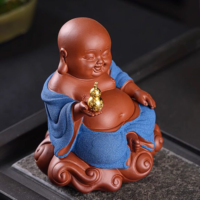 茶宠摆件创意弥勒佛茶盘茶台茶空间桌面装饰精品可养功夫茶道配件
