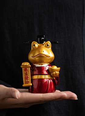 奉旨发财玉兔金蟾官变色可养茶玩精品茶宠摆件茶台配件茶桌装饰品