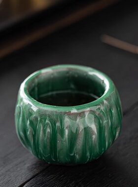 中式手工志野陶瓷主人杯创意开片冰裂柴烧杯功夫茶道茶具个人茶杯
