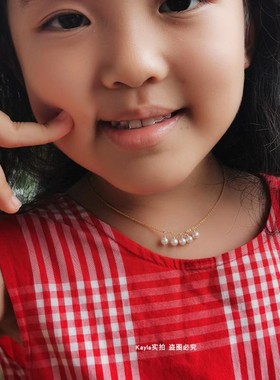 儿童项链天然小珍珠女14k包金