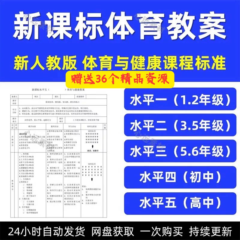2026新课标小学初高中体育与健康水平一二三四五大单元教案电子版