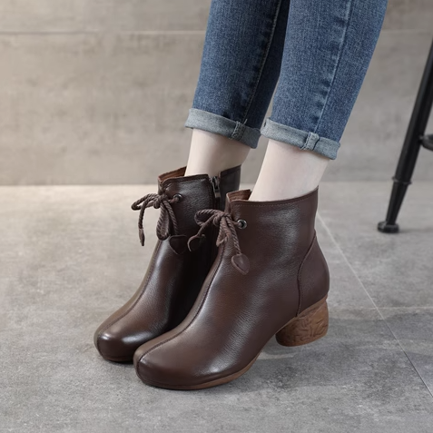 311桃心靴软底真皮女靴冬新款中跟短靴妈妈鞋复古原创民族风皮靴,女鞋,时装靴,淘宝优惠券,粉丝福利购,淘宝优惠卷