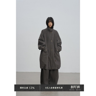 廓形夹棉抽绳中长款 秋冬游牧风复古水洗工装 风衣外套 Chic Veega
