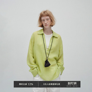 Chic 衬衫 苎麻莱赛尔 口抽褶造型V领长袖 袖 Veega