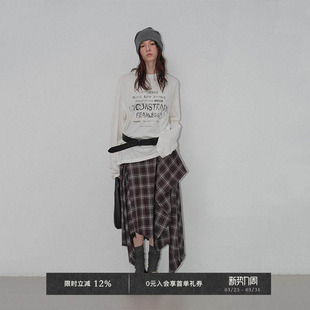 做旧印花宽松休闲T恤 天然亚麻棉混纺材质美式 Veega Chic