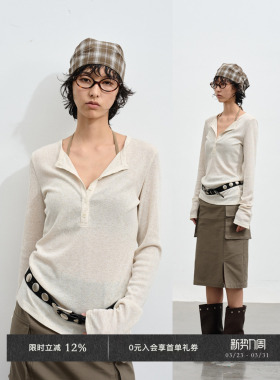 Veega Chic 亚麻花纱基础实穿修身长袖针织t恤