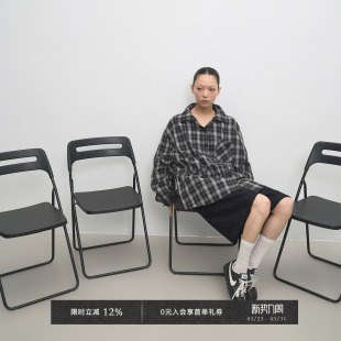 衬衫 色织格纹领口抽褶低腰抽绳长袖 Chic Veega