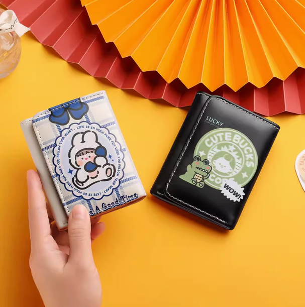 短款三折钱包原创可爱卡通设计零钱包卡包多卡位学生钱包
