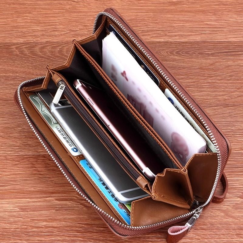 手工皮夹男士钱夹复古商务钱包长款大容量手机包卡包一体防盗皮夹,箱包皮具/热销女包/男包,男士包袋,淘宝优惠券,粉丝福利购,淘宝优惠卷