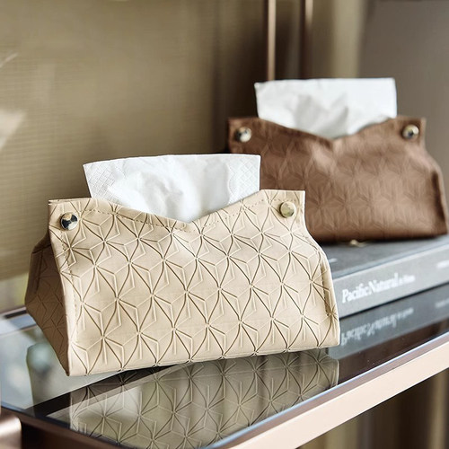 几何纹理纸巾盒高档客厅茶几纸巾套简约纸抽盒轻奢厕所车载抽纸盒