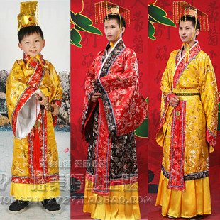 古装男皇上龙袍汉朝秦朝皇帝帝王儿童古装演出服影楼戏服服装汉服