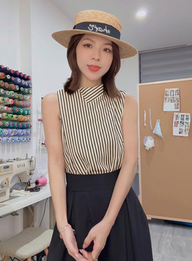 【落日灯塔】百搭独特漂亮法式别致上衣气质挂脖衬衫背心250405