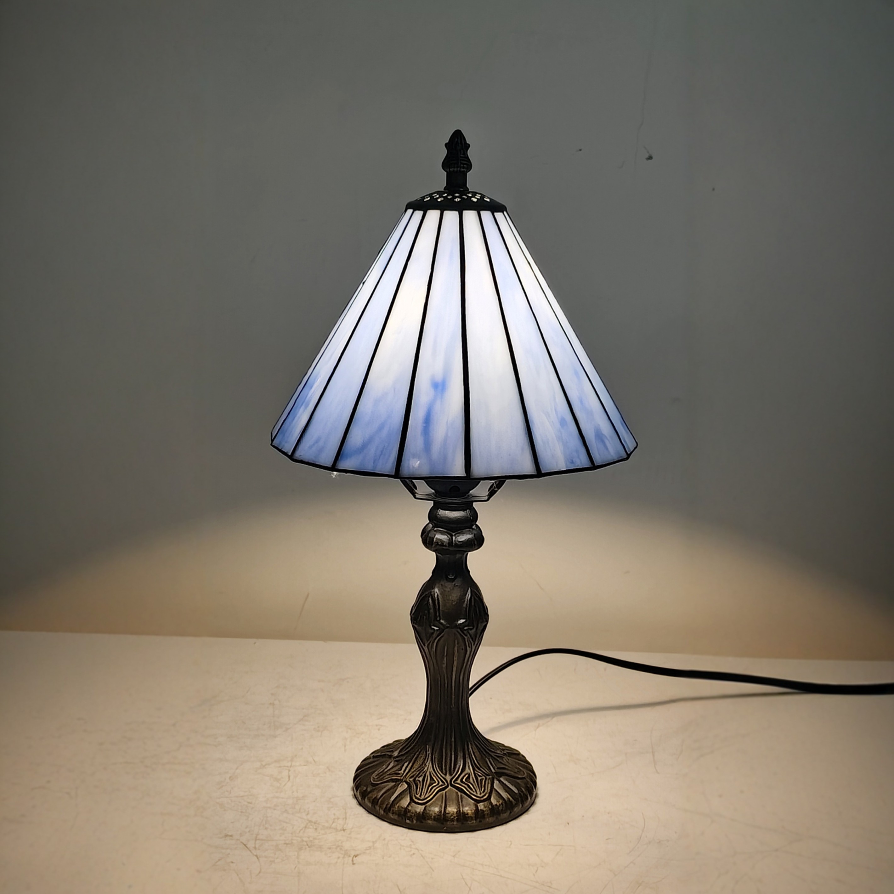 欧美蒂凡尼玻璃蓝色地中海书房卧室酒吧餐厅跨境家居LED台灯