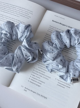 韩系小清新蓝色褶皱波点小肠发圈女丸子头皮筋气质发绳高级感头绳