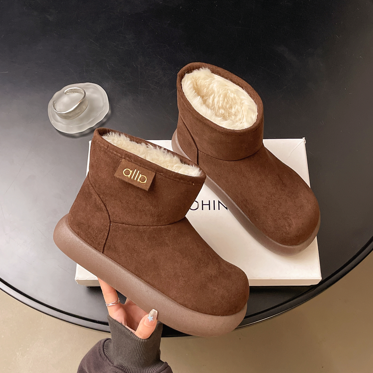 皮毛一体雪地靴女款2025新款冬季加绒加厚大头面包鞋厚底勃肯棉鞋