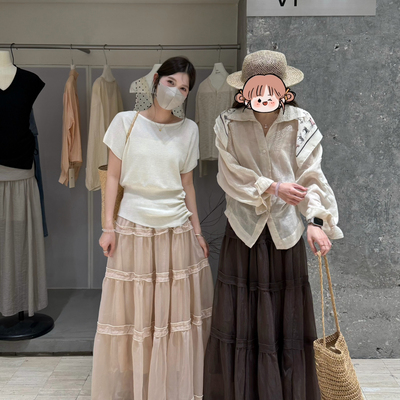 VI+（唯一家）-风仙仙的百搭蛋糕半身裙(只卖半身裙不含丝巾)w263