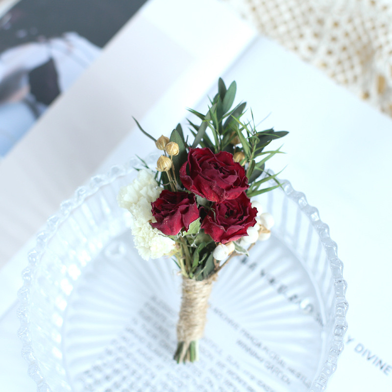 玫瑰干花永生花迷你小花束mini胸花车载伴手礼门牌装饰礼盒搭配