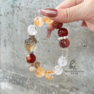 幽灵蛋面黄胶花红胶花白阿塞幽灵双尖手链手串