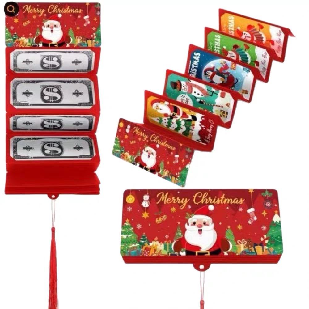2026新款美金跨境爆款圣诞红包10卡位圣诞节惊喜派对红包钱盒
