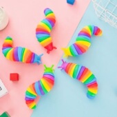 跨境彩虹蜗牛毛毛虫压神器蛞蝓蠕动鼻涕虫益智解压发泄益智玩具