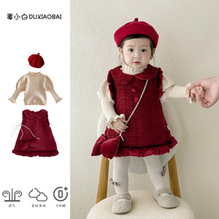 女童连衣裙2025新款秋冬装韩系洋气女宝宝一周岁时髦公主裙拜年服