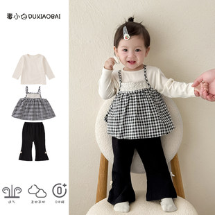 女童秋装分体套装2025新款小童韩系穿搭小月龄女宝宝公主风三件套