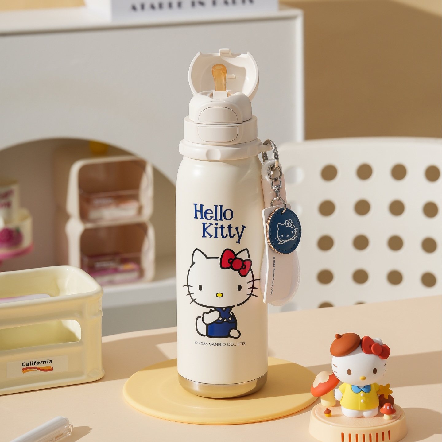 杯具熊hellokitty保温杯双饮杯新款高颜值男女学生上学水杯便携杯